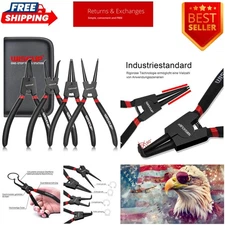 Versatile 4PCS Circlip Pliers Kit, 7 Inch Heavy Duty - Ideal for C-Clip Removal