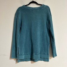 Anthropologie Pilcro Imogen Seamed Cotton Tunic Sweatshirt Blue Size Small