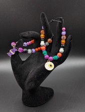 Halloween Kids Bracelet Set - Candy and Eyeball Charms, Bright Colors