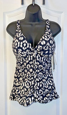 NWT Profile By GOTTEX, Mantra Braided V-Neck D-Cup Tankini Swim Top US Size 38D