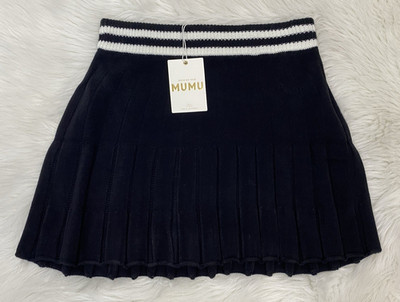 Show Me Your Mumu Women's Size M Black Varsity Stripe Knit Prep Skirt New