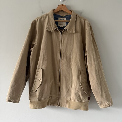 Vans Canvas Full Zip Jacket Mens Large Beige Skater Outdoor Workwear Utility