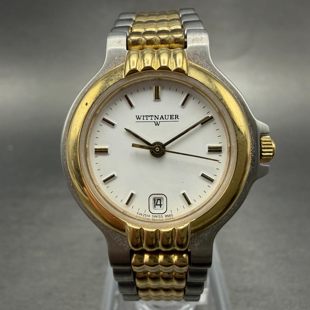 Wittnauer Watch Women 25mm White Dial Two Tone Date Round  display picture 3