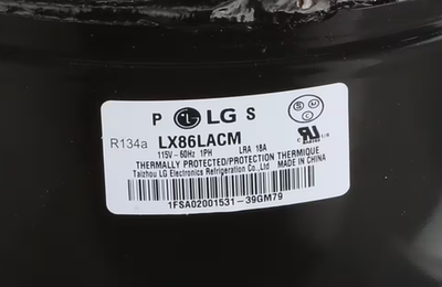 LG Appliances LX86LACM, Compressor, R134A, 115V, 60HZ, 1 Phase
