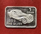 Fine Silver Art Bar, Morgan Aeromax Design. 1 Gram Pure .999 Silver!