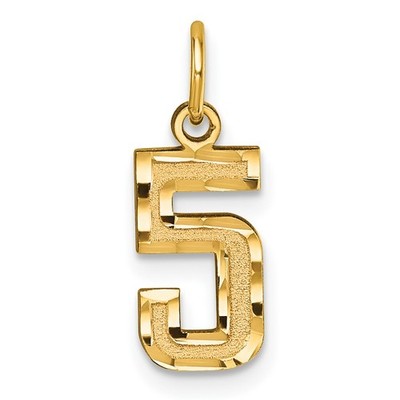 10k Yellow Gold Casted Small Diamond-cut Number ''5'' Charm Pendant 0.45g