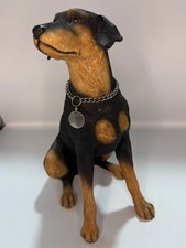 Large Leonardo Collection Rottweiler Dog Figurine Statue with Chain Collar