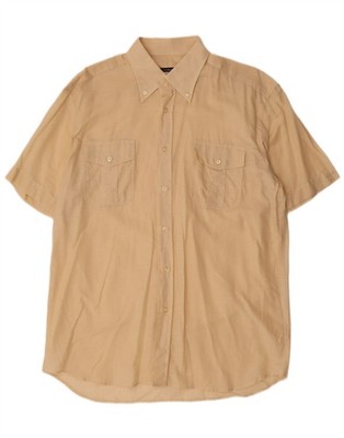 ROCCOBAROCCO Herren Kurzarm Hemd Größe 41 16 Large Beige KN06