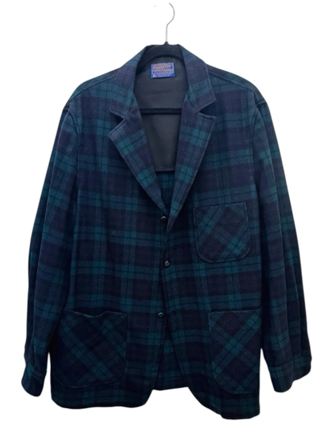 Vtg Pendleton Blazer Black Watch Print Jacket 3 Button Unisex Size XL image 1