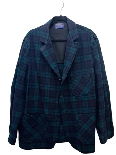 Vtg Pendleton Blazer Black Watch Print Jacket 3 Button Unisex Size XL - product listing photo