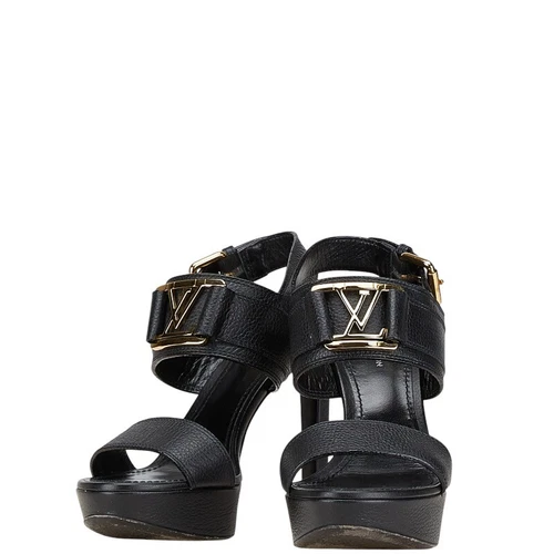 Louis Vuitton Horizon Heel Sandals Size: 36 US 5 Black Leather Women's