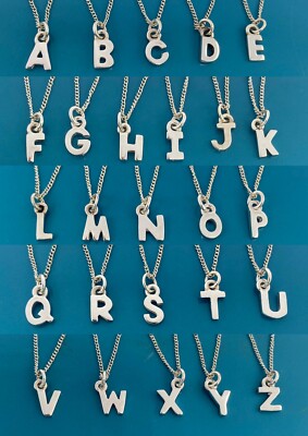 925 Sterling Silber Alphabet Buchstabe Initiale Anhänger Charms an Silber Panzerkette