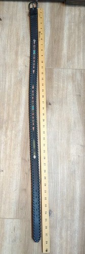 Cintura donna Lyntone in pelle nera allacciata a mano Southwest Western taglia 34 made in USA - Foto 9 di 10