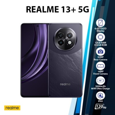 Realme 13 Plus 5G Global Ver. Android Mobile Phone (Purple/12GB+