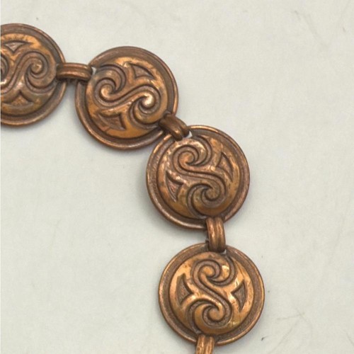 Vintage Copper Bracelet Medallion Boho Charm Chain Jewelry Healing Link MCM - Picture 11 of 13