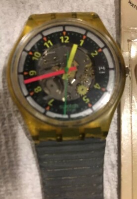 SWATCH Watch BLACK LINE GK402 Skeleton Clear SWISS Vintage  display picture 1