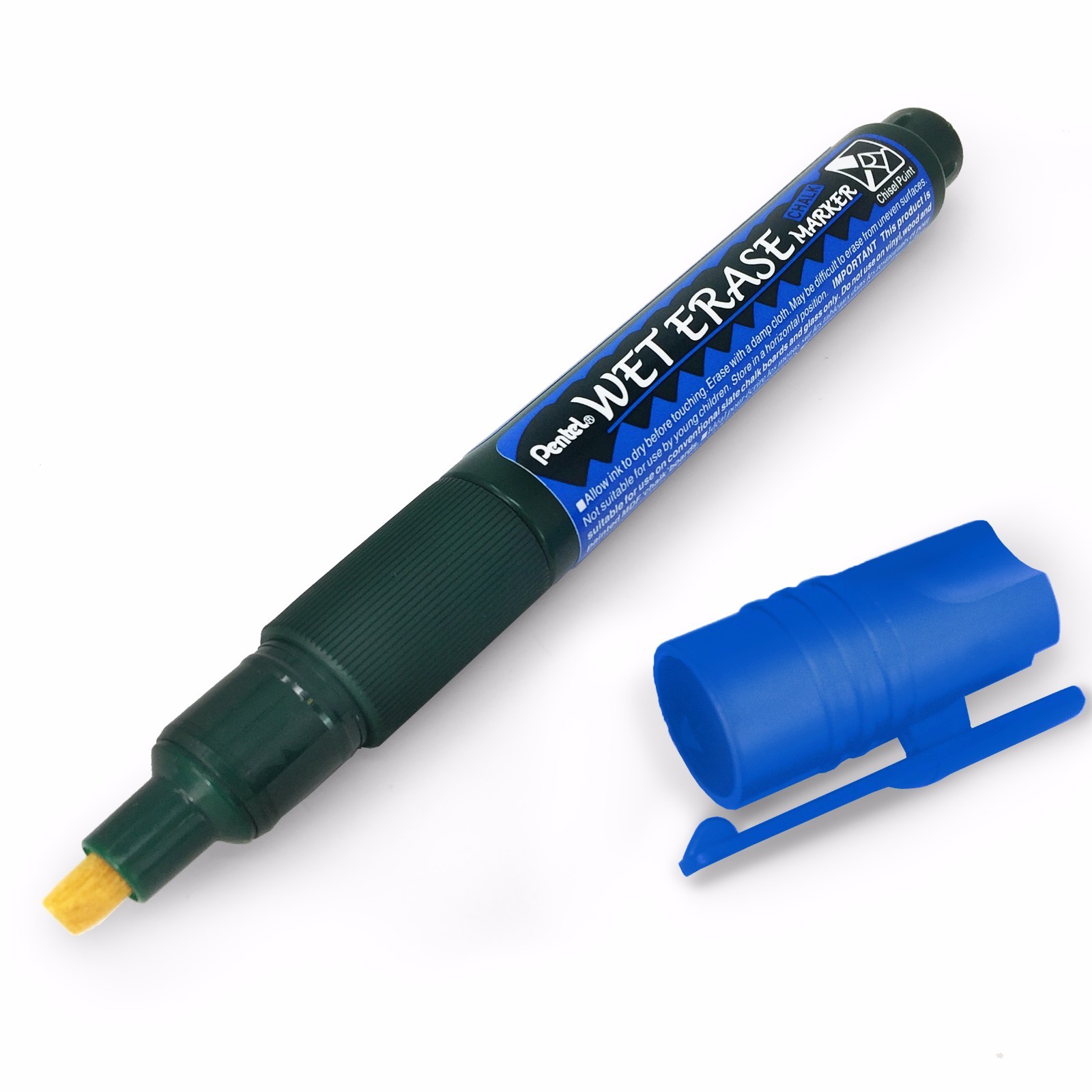 Pentel Wet Erase Chalk Marker Pen Chisel Tip Single Blue SMW26