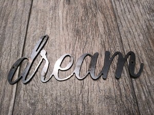 DREAM Metal Wall Art Word Quote Metal Sign Decor, Steel rustic home