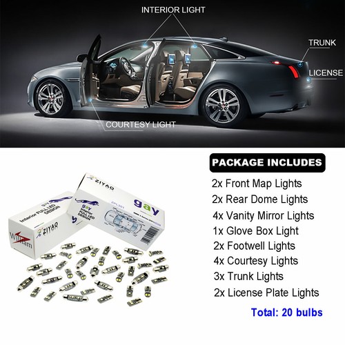 20 Bulbs Super White LED Interior Light Kit For Cadillac SRX 2010-2016 Package - Picture 2 of 6