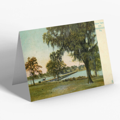 GRÜSSKARTE - Vintage Florida USA - Bayou Texar in der Nähe von Pensacola