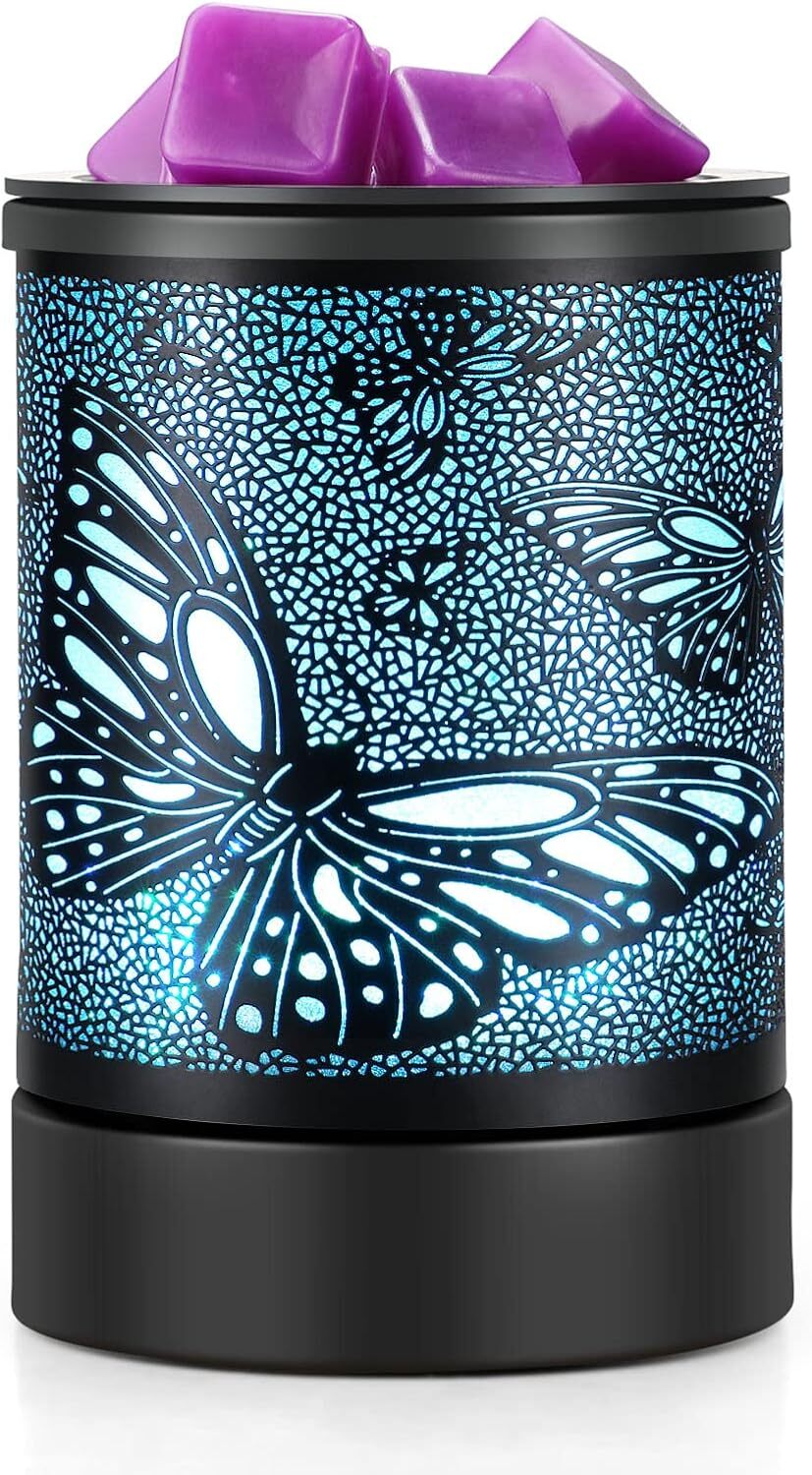 Electric Wax Melter Black Metal Oil Burner Led 7colors Candle Warmer...-image