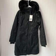 Hoodlamb Long Coat Black Faux Fur Size Small Hemp Vegan Jacket Parka
