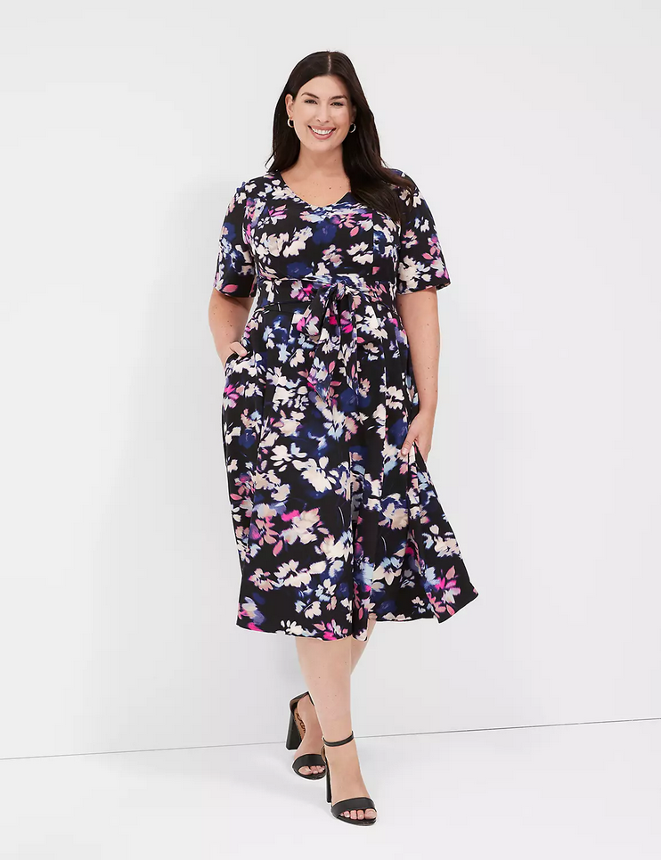 Ladies Dresses Lane Bryant Lena Dress NEW LANE BRYANT BLACK FLORAL