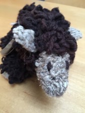 VINTAGE AFRICAN KNITTER CRITTER HAND MADE WOOL STUFFED TOY - BROWN SHEEP