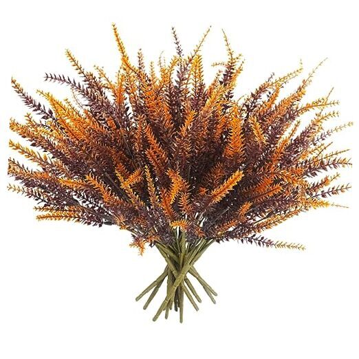 12 Bundles Artificial Fall Flowers Outdoors Fake Fall Lavender 12pcs Orange