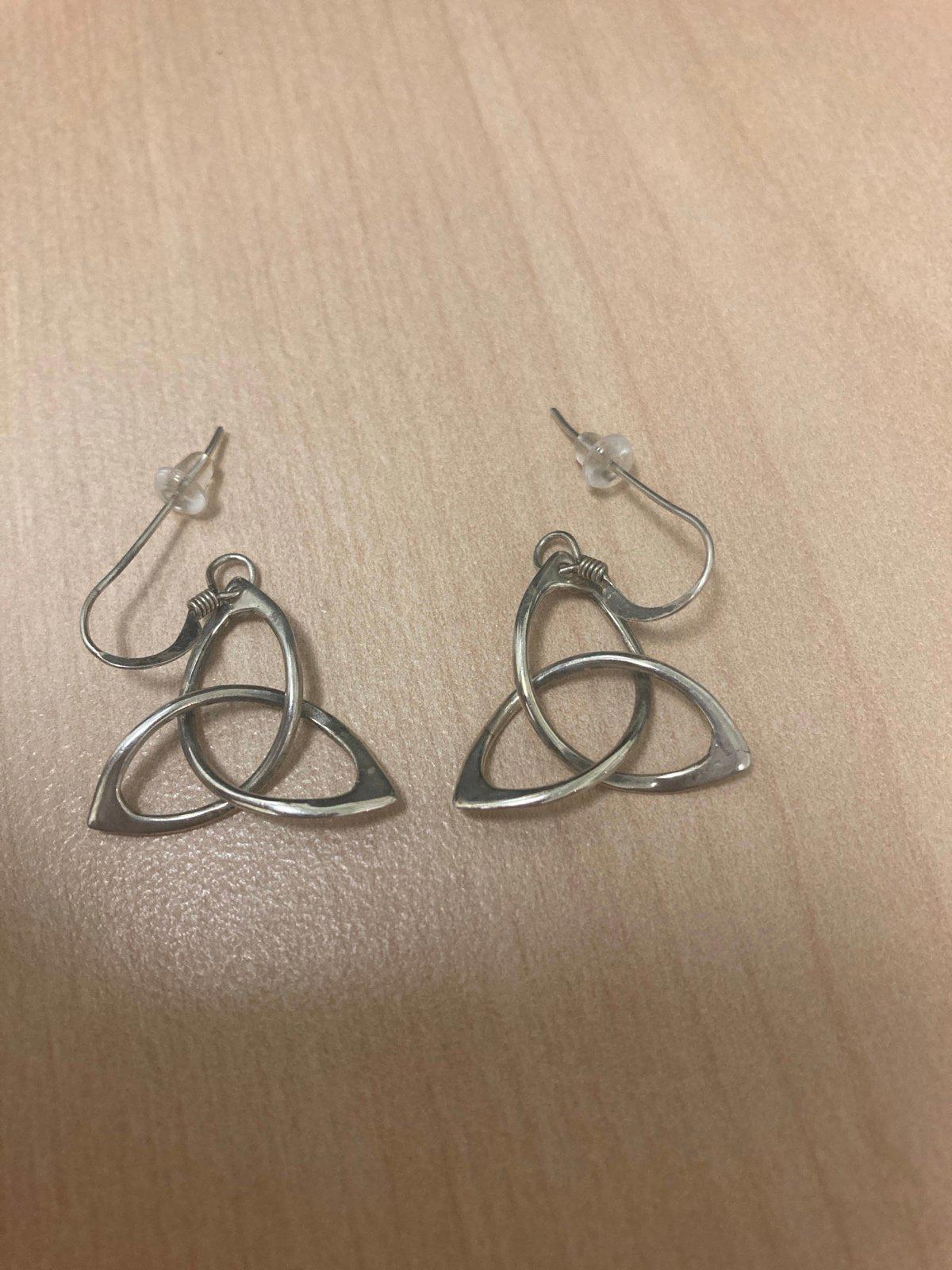 Sterling silver Trinity knot hanging earrings - image 1