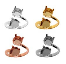 Brass Adjustable Ring Bases for Chaton Shape Round Stones Crystals 8mm