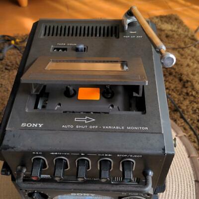 Sony FX-300 Jackal TV FM AM Receiver Cassette Recorder W/Ac Adapter Black