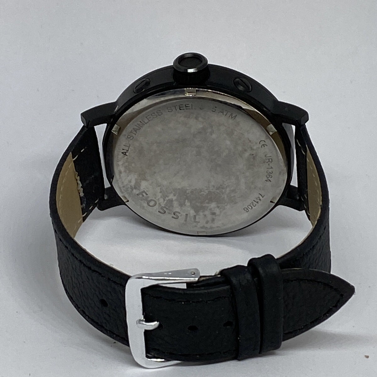 Fossil Clyde JR1364 Men's Black Leather Analog Dial Quartz Fossil Clyde JR1364 Men's Black Leather Analog Dial Quartz