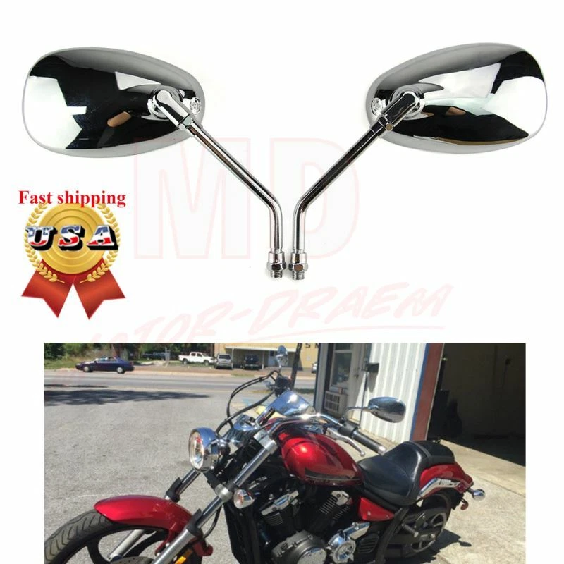 Espejos retrovisores laterales cromados de 10 mm para moto Triumph Bonneville 650 750 2 piezas Foto 2 de 4