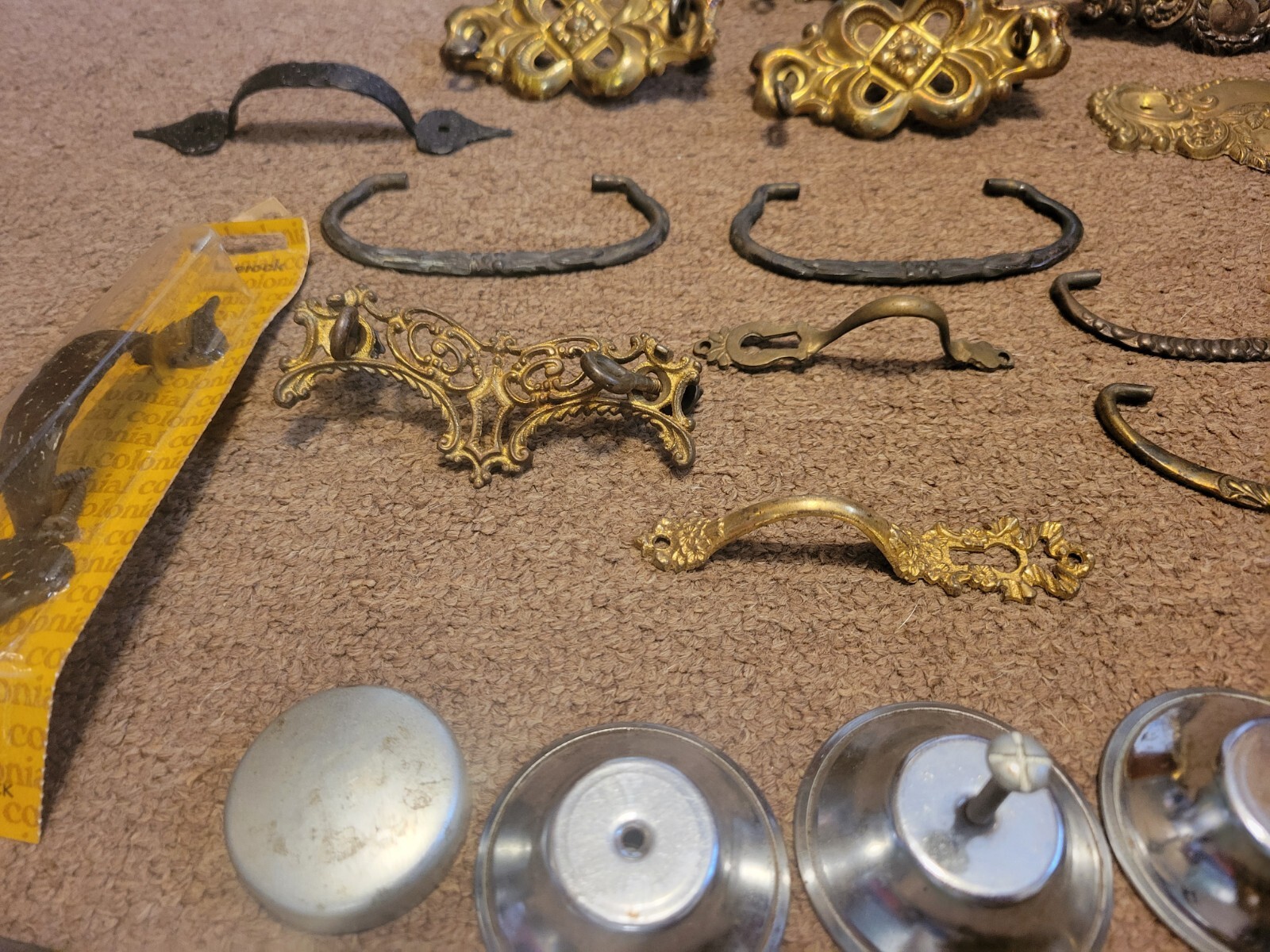 Vintage modern drawer pulls Lion Head Handles Slide Locks Used 