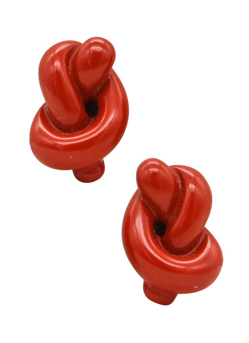 Tiffany & Co. 1978 By Angela Cummings Red Jasper Knots Earrings in