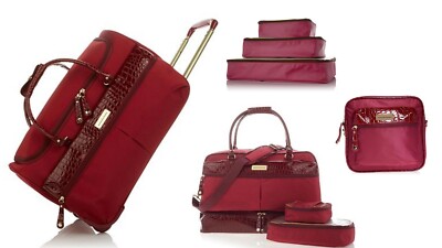 Samantha Brown Luggage Lightweight Weekender Travel Collection Burgundy 8Pc