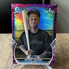 Antony Peguero 2023 1st Bowman Chrome Fuchsia Lunar Refractor /199 Marlins