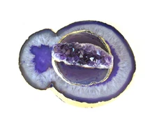 Purple Agate Tealight Candle Holder - Agate Lid - Amethyst Cluster Top