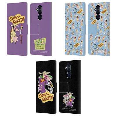 OFFICIAL COW AND CHICKEN GRAPHICS LEATHER BOOK WALLET CASE FOR NOKIA PHONES