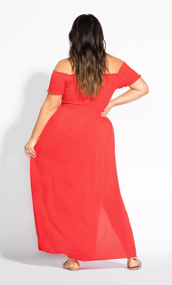 City Chic Ladies Summer Passion Maxi Dress sizes 14 16 18 20 22 Colour  Papaya | eBay