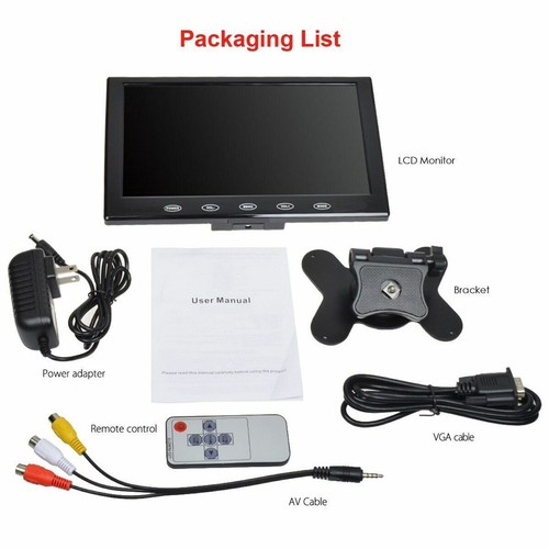 CCTV PC Monitor Screen Mini 7" LCD HD 1024*600 AV/RCA VGA HDMI w/Speaker+Adpater - Picture 12 of 12