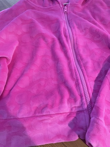 Barbie Movie Pink velour Hoodie Cropped Rhinestone Women’s Size 8-10 2023 - 第 2/6 張圖片