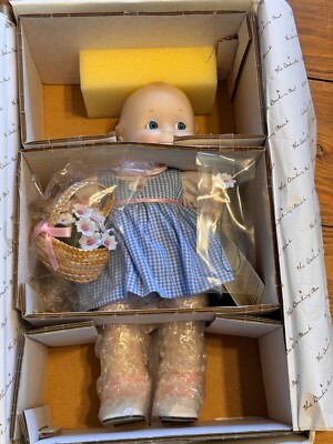 Vintage 1997 Danbury Mint Kewpie Porcelain Collector Doll with Checkered Outfit