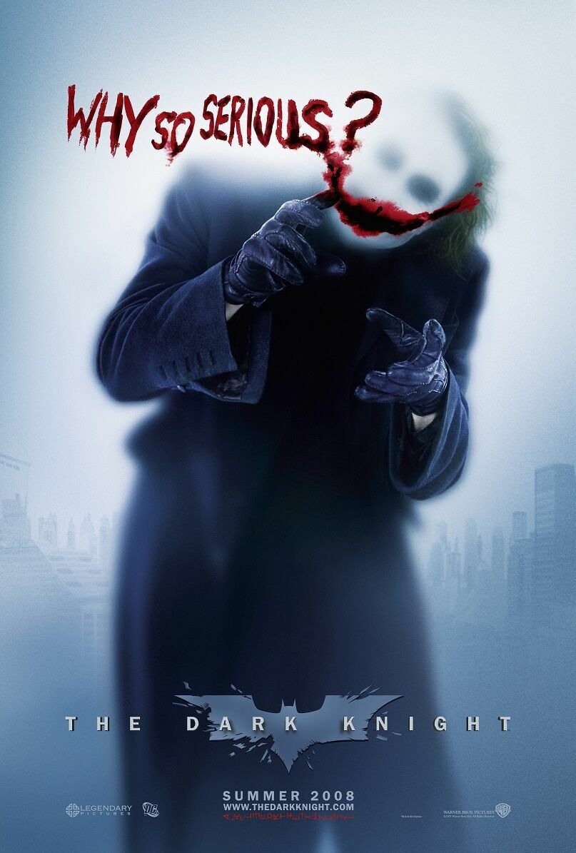 THE DARK KNIGHT ジョーカー シルクスクリーン ポスター 2008 Batman The Dark Knight Movie Poster Print 11X17 Joker Heath