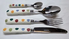 4pc Emma Bridgewater Polka Dot Place Setting Flatware Dinner Knife Fork Spoons