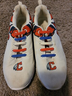 Cleveland Indians Tennis Shoes With Indian Mascot Mens 7 Women's 9