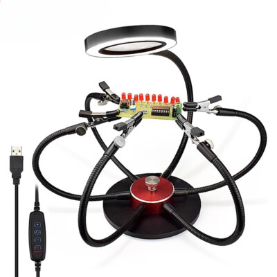 Soldering Help Hands Station 3x Usb Magnifier Glasses Rotary Vise Table Clamp