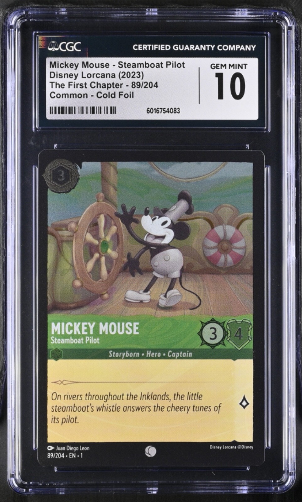 Mickey Mouse Steamboat Pilot 89/204 Foil CGC 10 Disney Lorcana the First Chapter