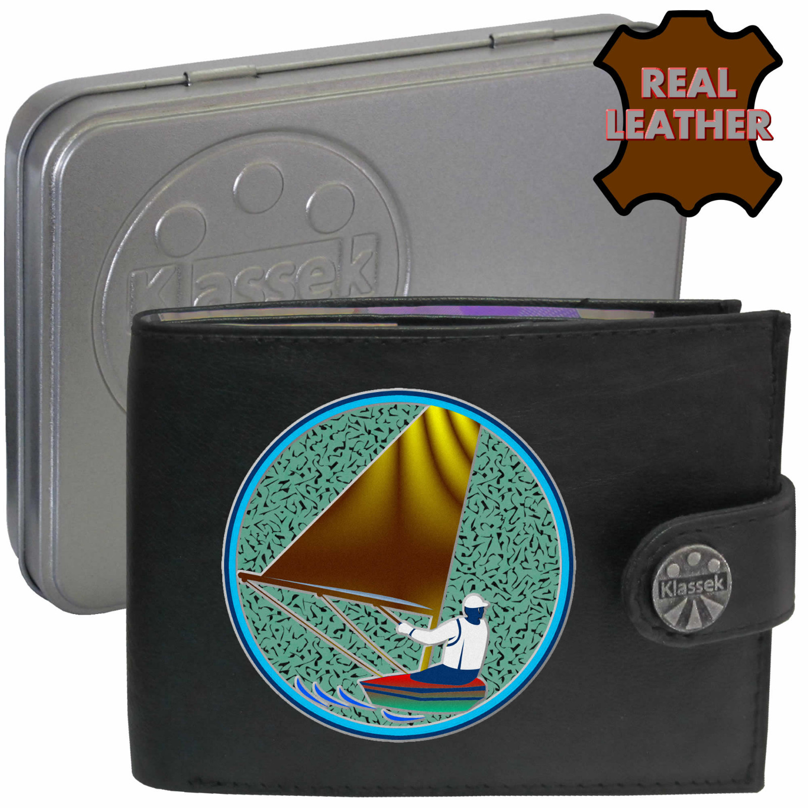 Sailing Wallet Soft Leather Yachting Nautical Boating Men's Gift Tin RFID
